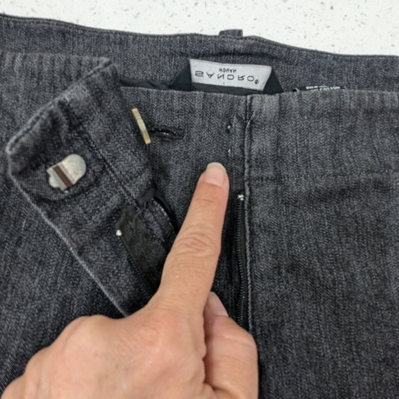 Sandro Woman Washed Black Capri Pants Cropped High Rise Pockets Casual Plus 22W - Picture 8 of 11